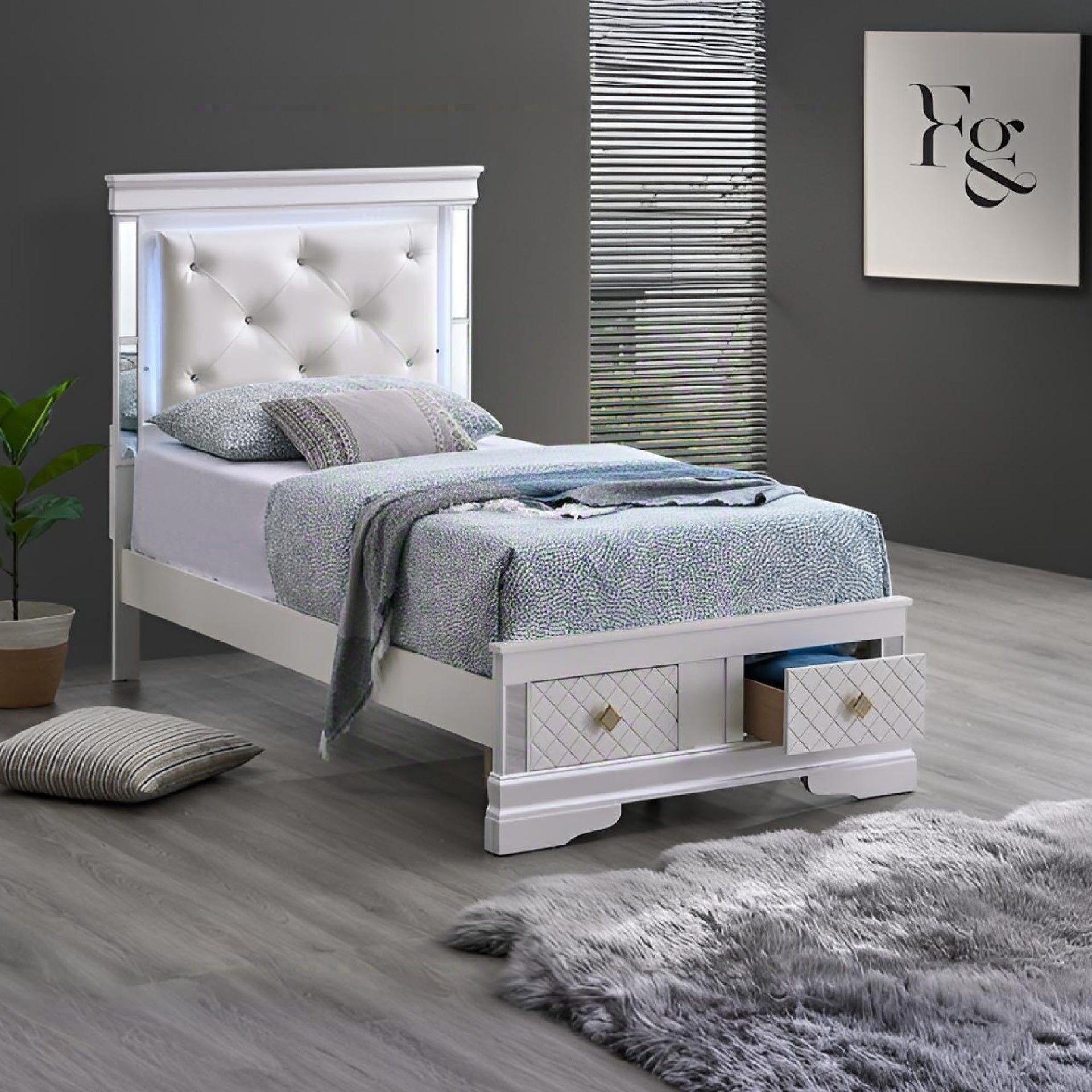 Verona G6735B-TSB Twin Bed ( Mattress Not Included),  Pearl White