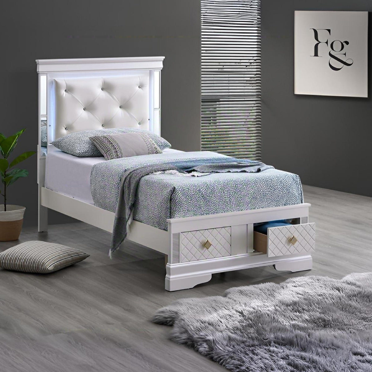 Verona G6735B-TSB Twin Bed ( Mattress Not Included),  Pearl White