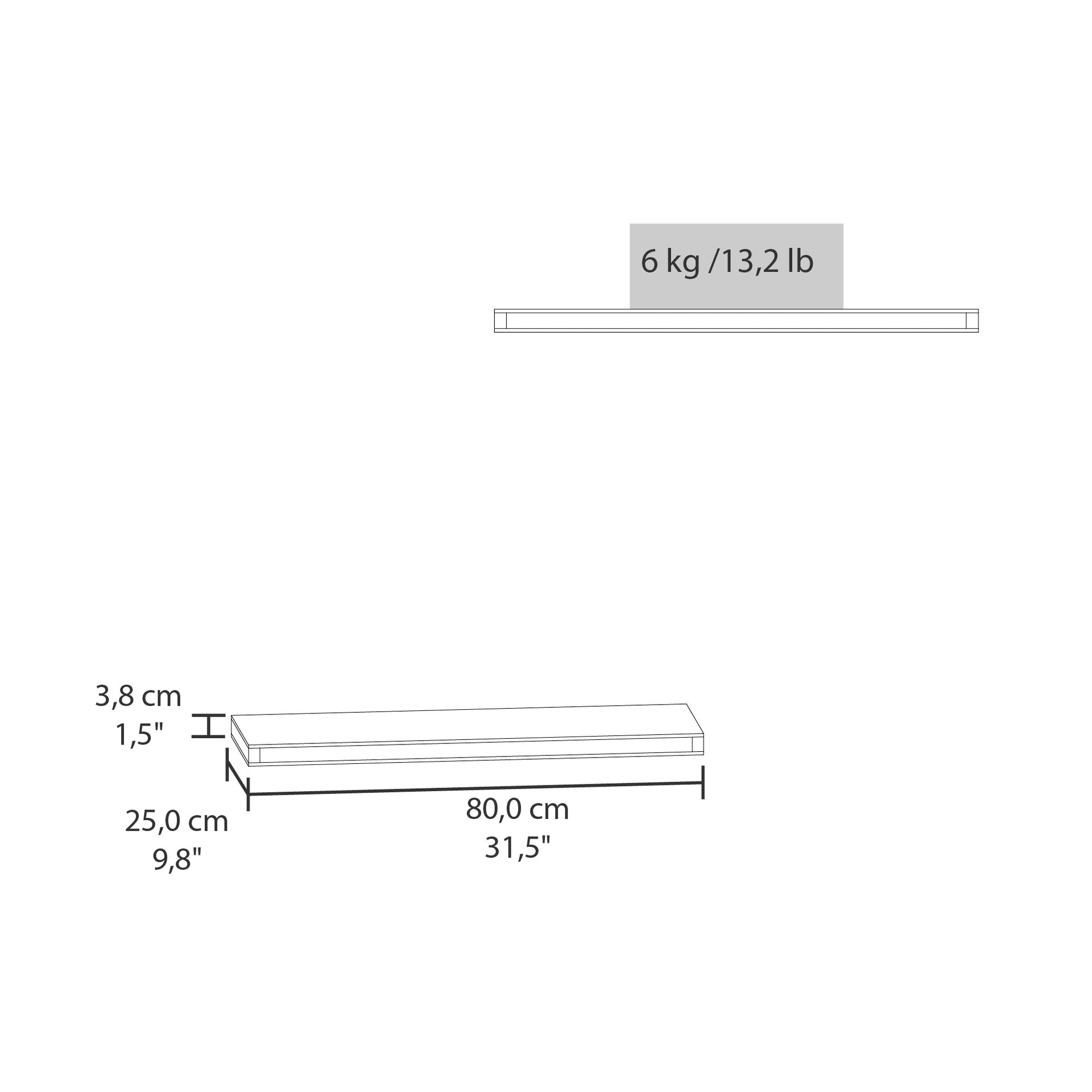 Ecco 31.5" Wide  Floating Shelves Set of 2, Shelves for Wall Decor for Bedroom, Bathroom Storage Shelves, Book Shelves for Living Room
