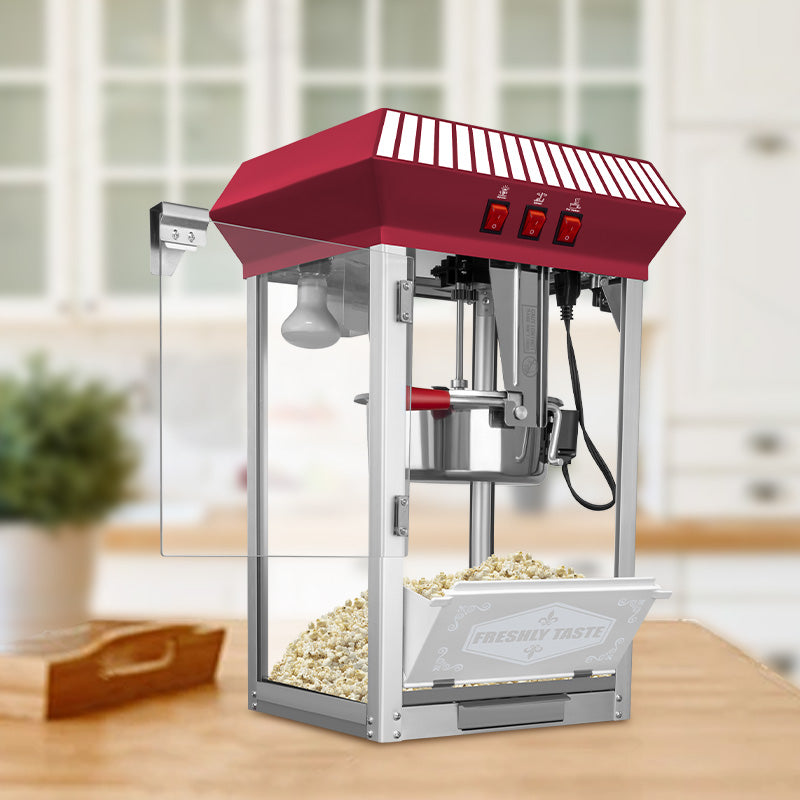 Commercial Popcorn Maker Machine,12 Ounce Kettle Stainless Steel Commercial Popcorn Machine with Tempered Glass,Warming Deck, 800W Countertop Popcorn Popper for Parties XH-P828