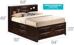 Marilla G1525G-QSB3 Queen Storage Bed , Cappuccino
