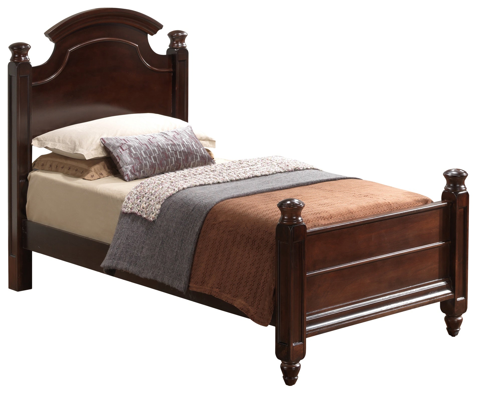 Elegant Traditional Twin Bed In Cappuccino