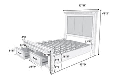 Traditional Style 1pc Queen Size Bed Footboard Drawers Upholstered Headboard Brown Finish Bedroom Furniture