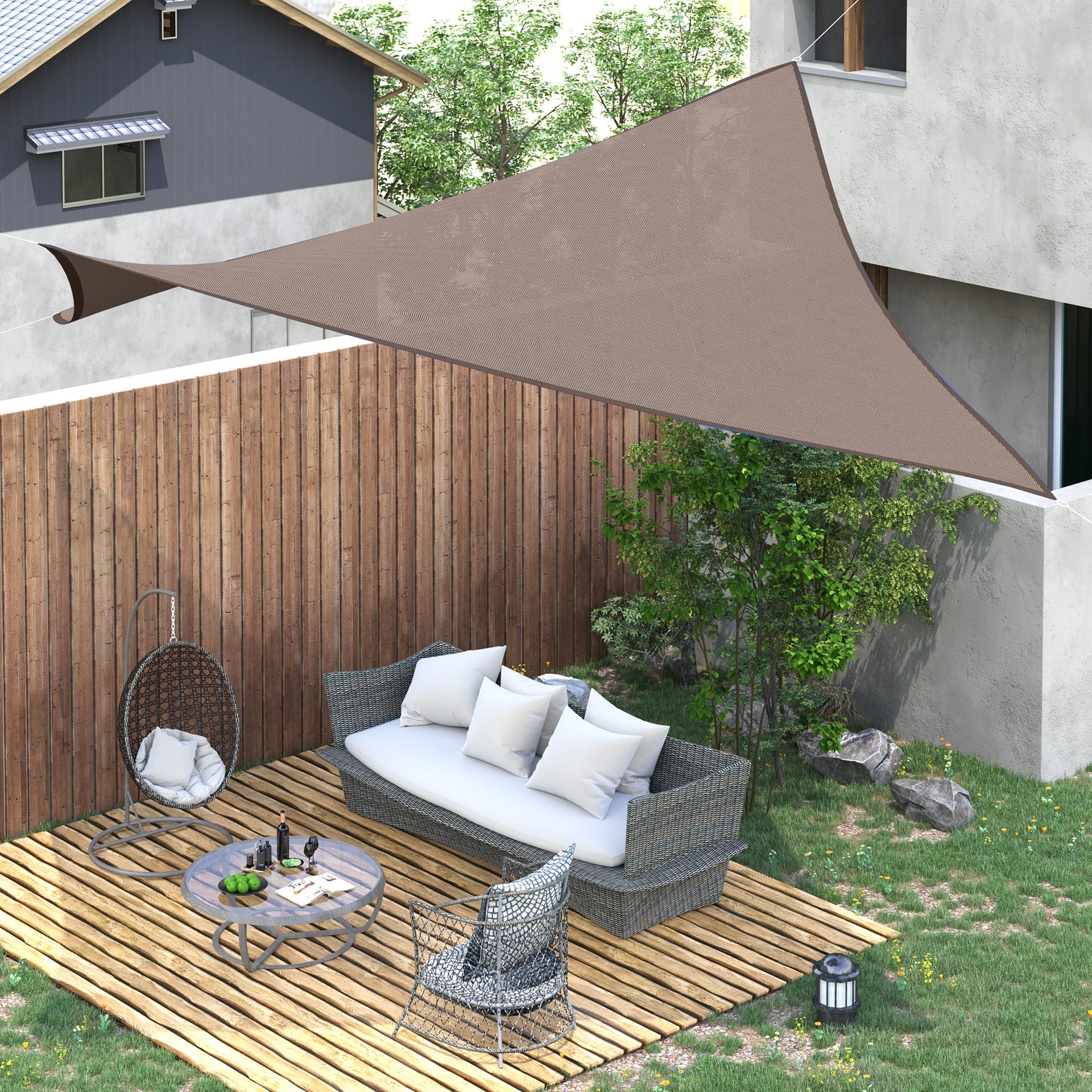 Outsunny 13' x 20' Sun Shade Sail Canopy Outdoor Shade Sail Cloth for Patio Deck Yard with D-Rings and Rope Included, Brown