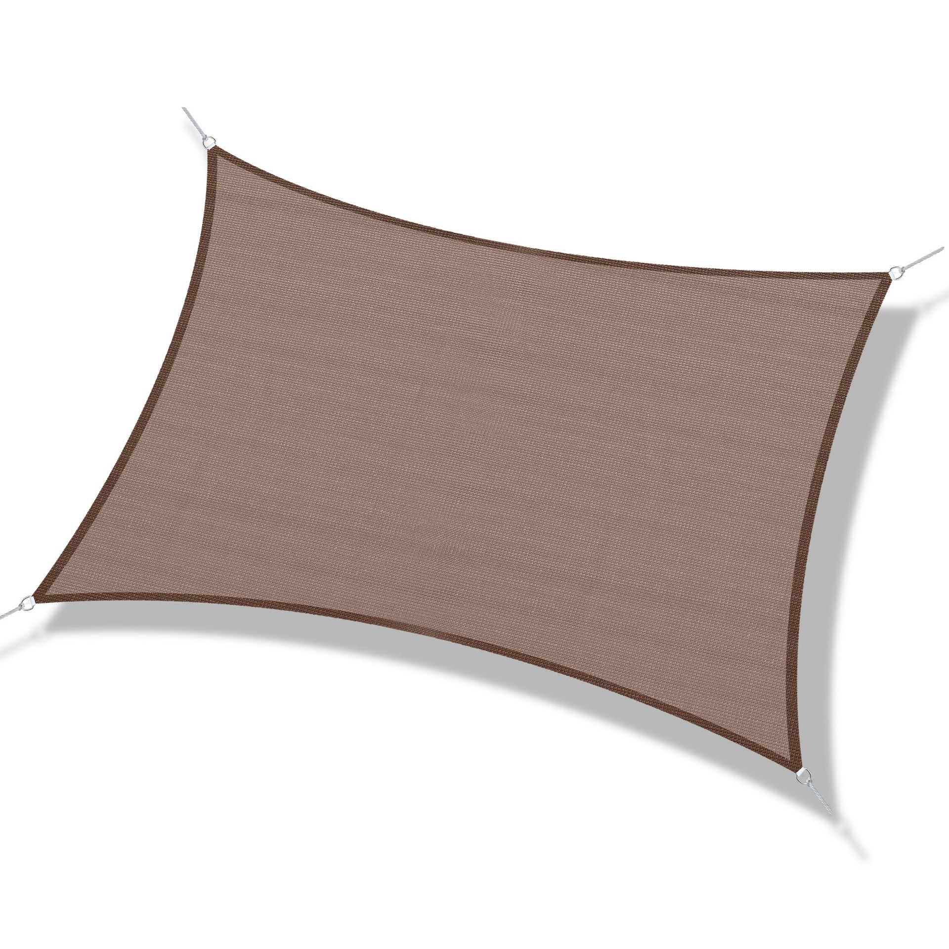 Outsunny 13' x 20' Sun Shade Sail Canopy Outdoor Shade Sail Cloth for Patio Deck Yard with D-Rings and Rope Included, Brown