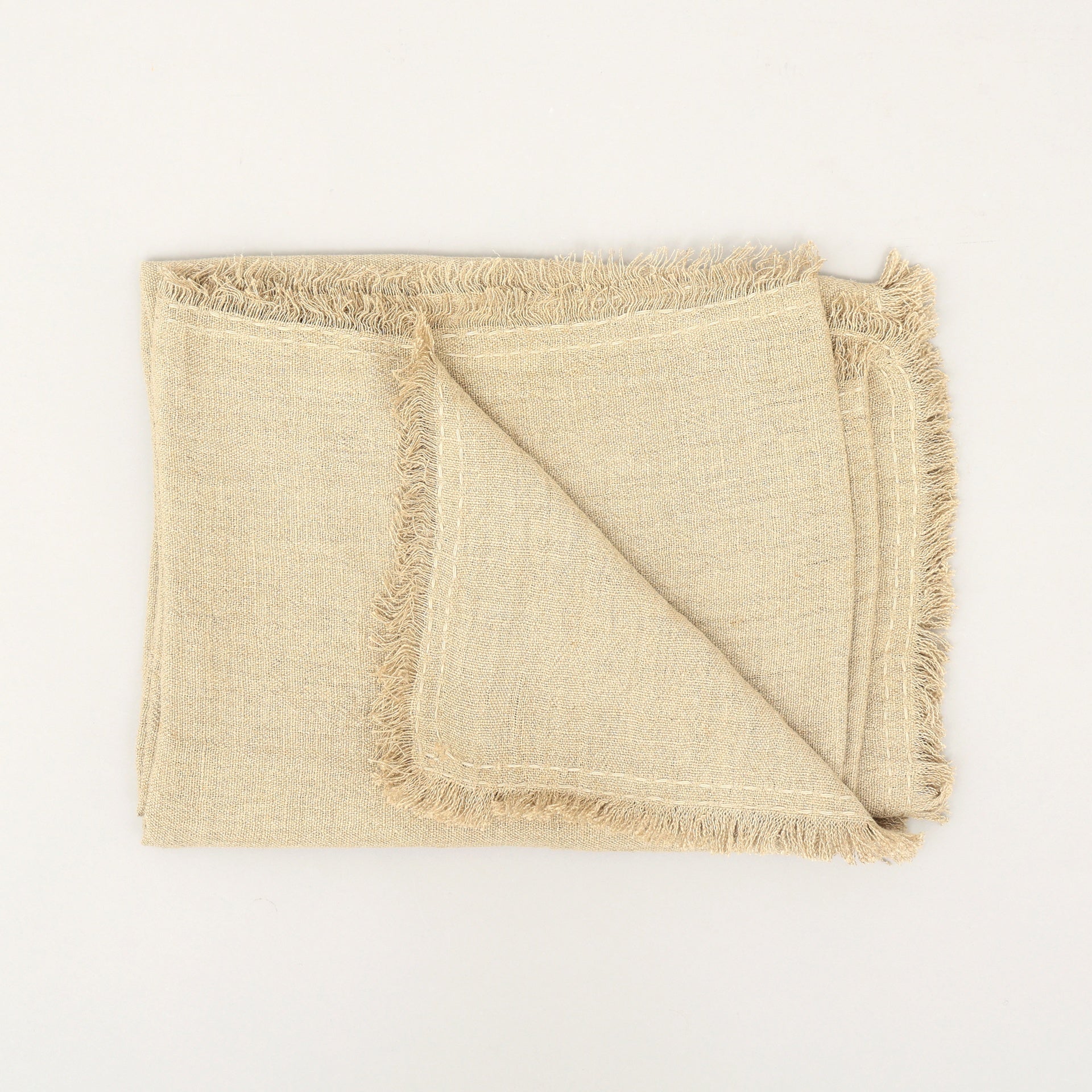 Stonewashed Linen Woven Throw Blanket with Fringe – 52X68"