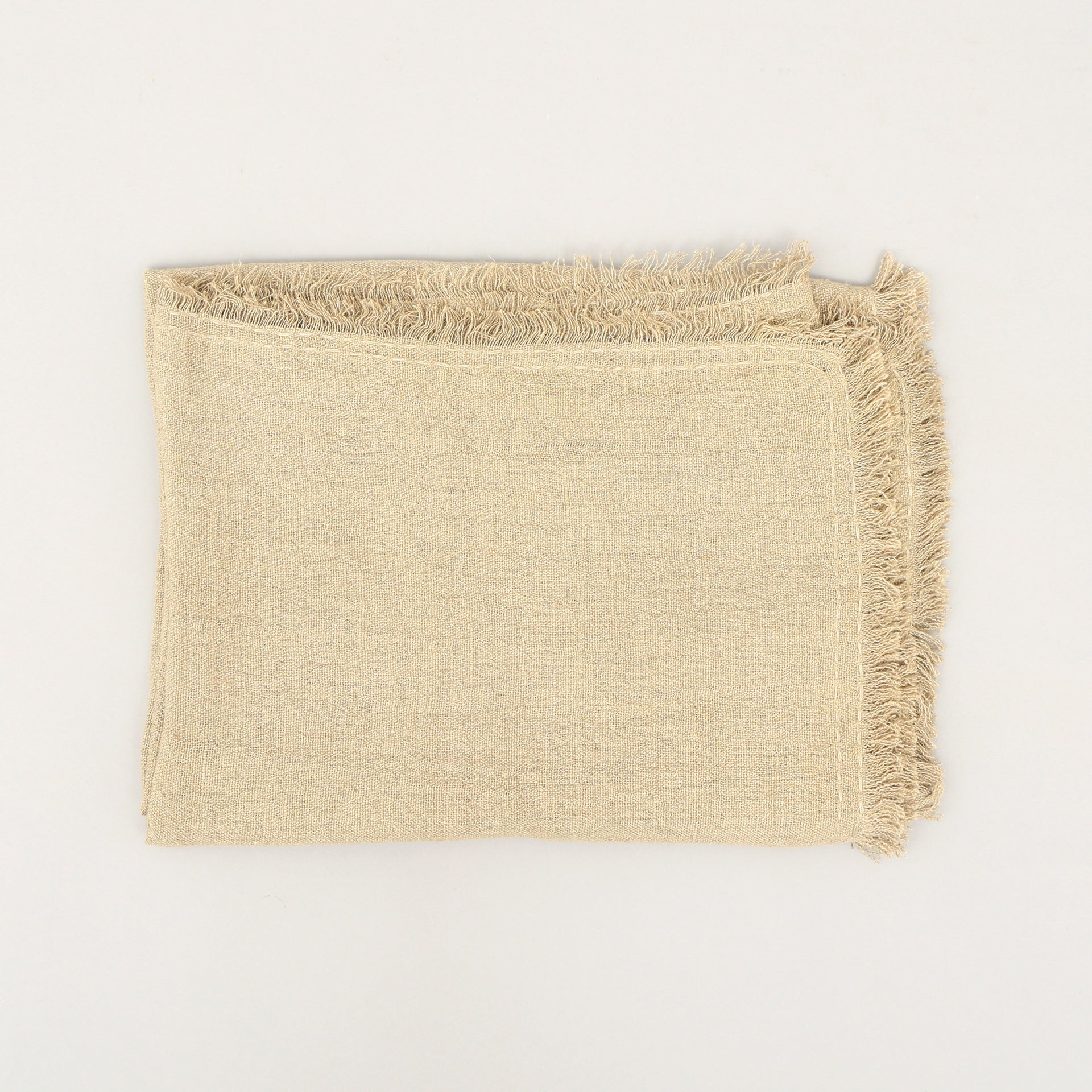 Stonewashed Linen Woven Throw Blanket with Fringe – 52X68"