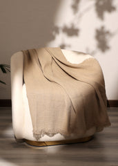 Stonewashed Linen Woven Throw Blanket with Fringe – 52X68"