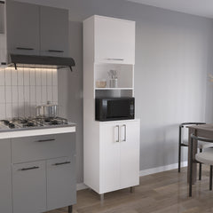 Bombona 80" High Double Cabinet Kitchen Pantry, Storage Cabinet, with Six Shelves for Kitchen, Garage White
