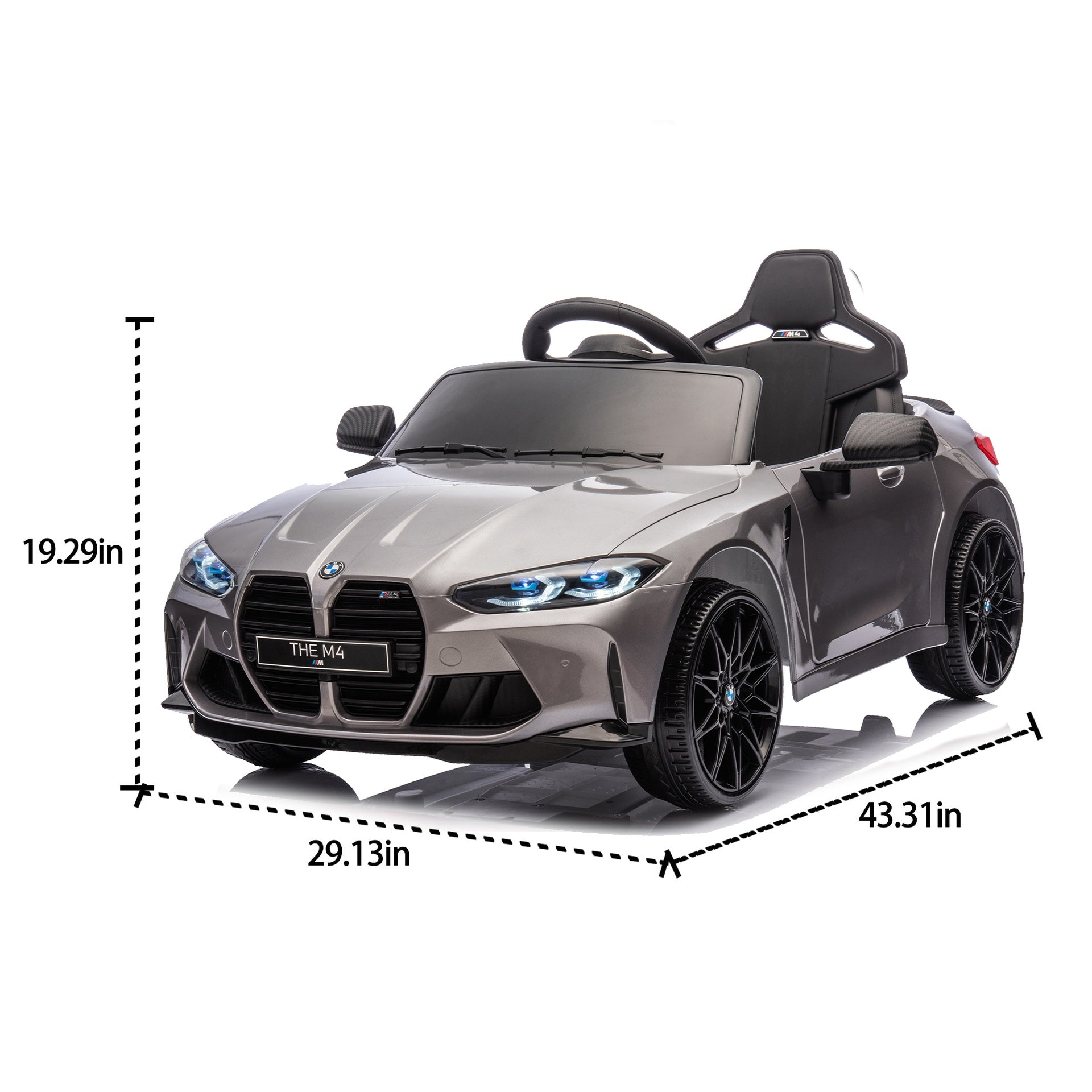 BMW M4 24V Kids ride on toy car 2.4G W/Parents Remote Control,Three speed adjustable,Power display, USB,MP3 ,Bluetooth,LED light,story,A handle with wheels and a pull, easy to carry