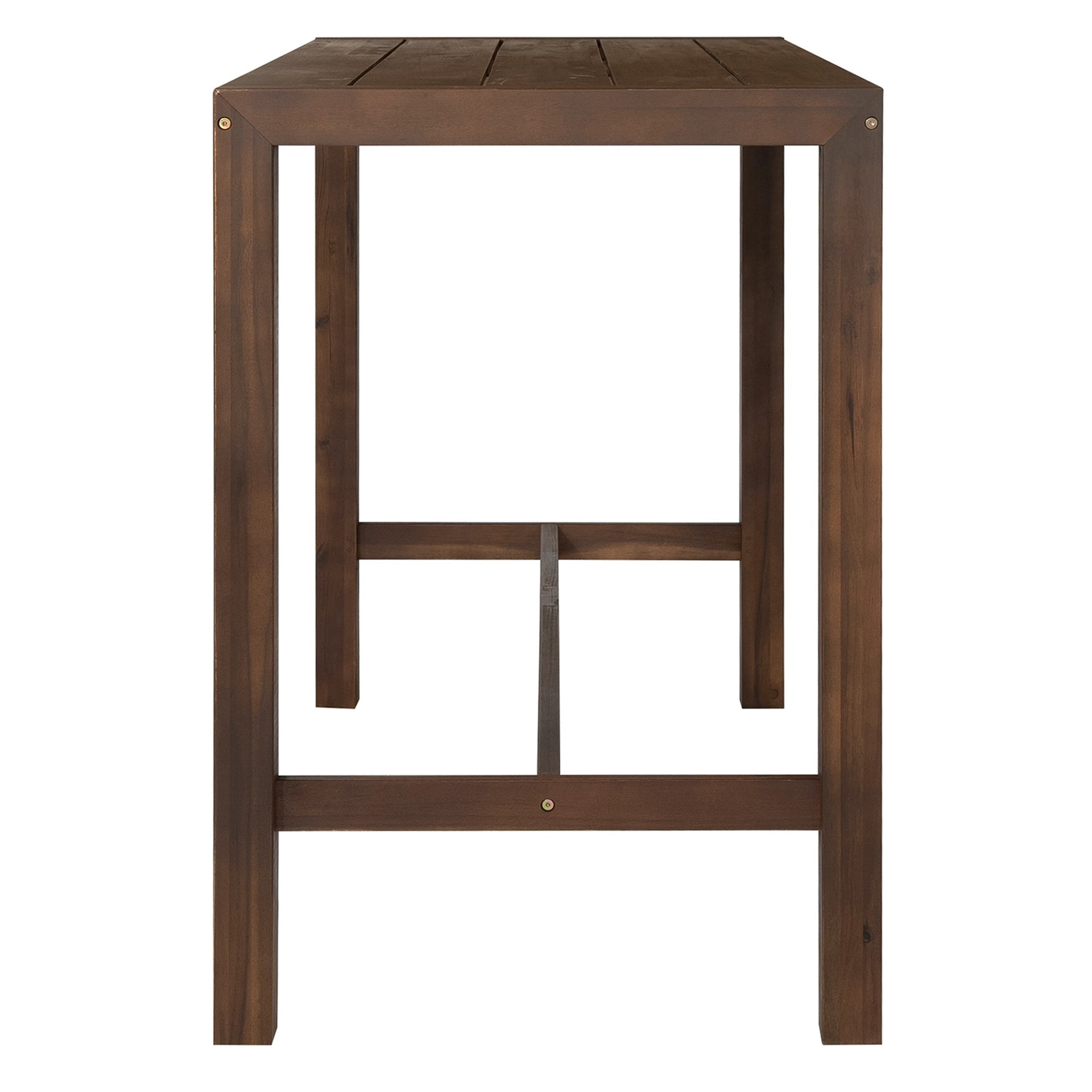TREXM 5-Piece Rustic Patio Bar Set, Patio Table and Chairs Set with Ergonomic Chairs, Solid Wood Slatted Tabletop for Poolside, Balcony, Backyard, Porch (Mocha+Beige Cushion)
