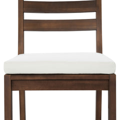 TREXM 5-Piece Rustic Patio Bar Set, Patio Table and Chairs Set with Ergonomic Chairs, Solid Wood Slatted Tabletop for Poolside, Balcony, Backyard, Porch (Mocha+Beige Cushion)