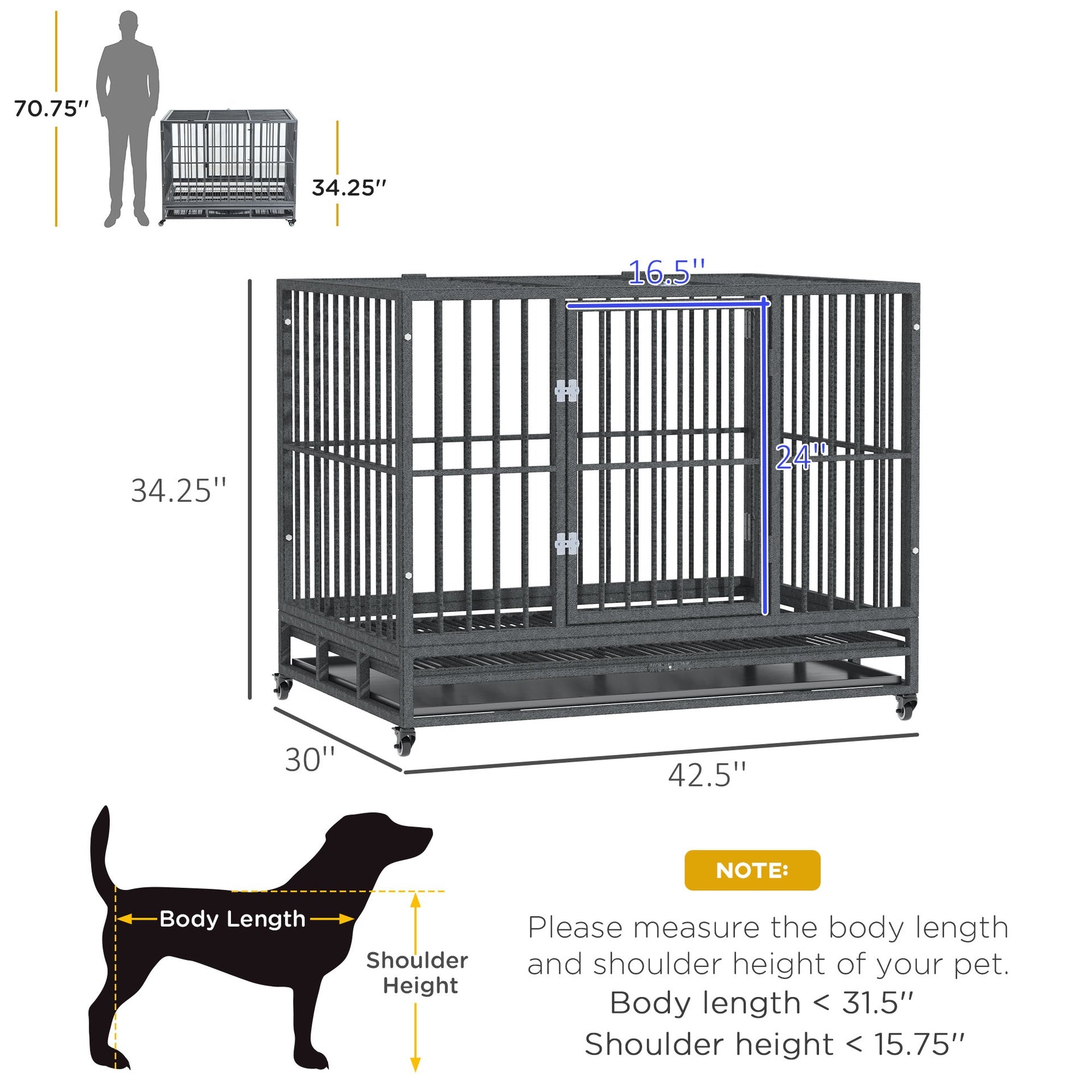 Heavy Duty Dog Crate Metal Cage Kennel