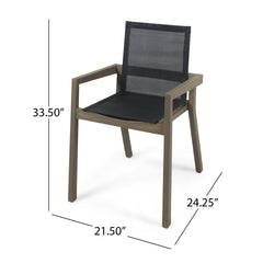 7 Pieces Acacia Wood Outdoor Dining Set s,Modern 6 Chairs 1 Large Table, Dining Furniture Set for Lawn, Backyard, Garden Deck,Poolside,Grey