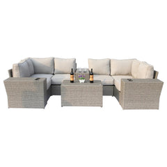 Fully Assembled 4-Seater Outdoor Modular Sectional Set with Cushions & Table