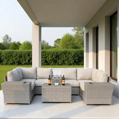 Fully Assembled 4-Seater Outdoor Modular Sectional Set with Cushions & Table