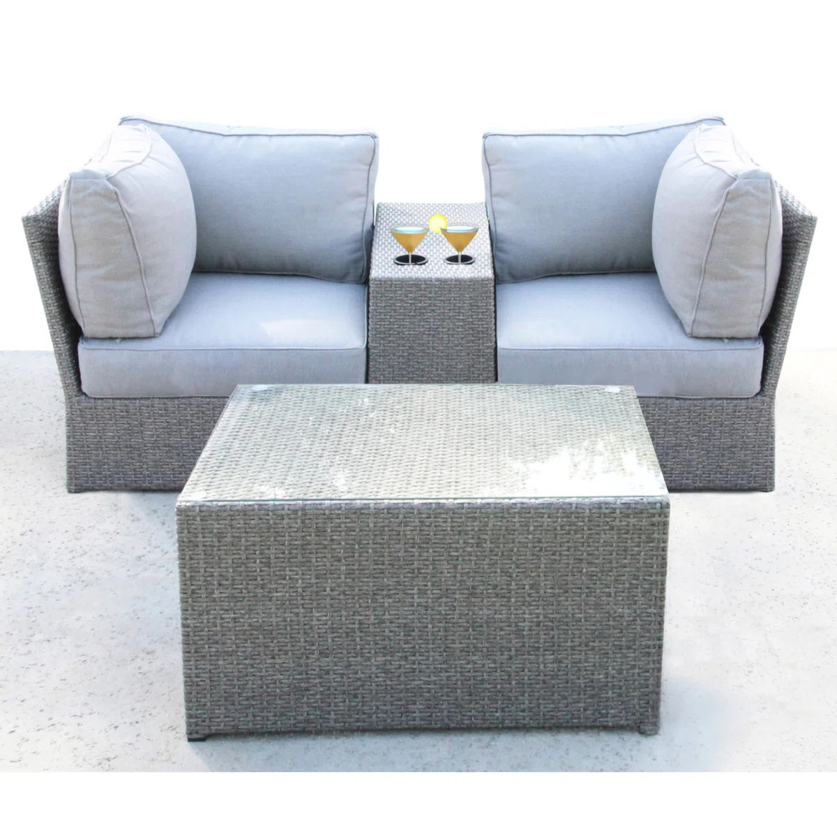 2-Person Wicker Seating Set with Cushions, Fully Assembled