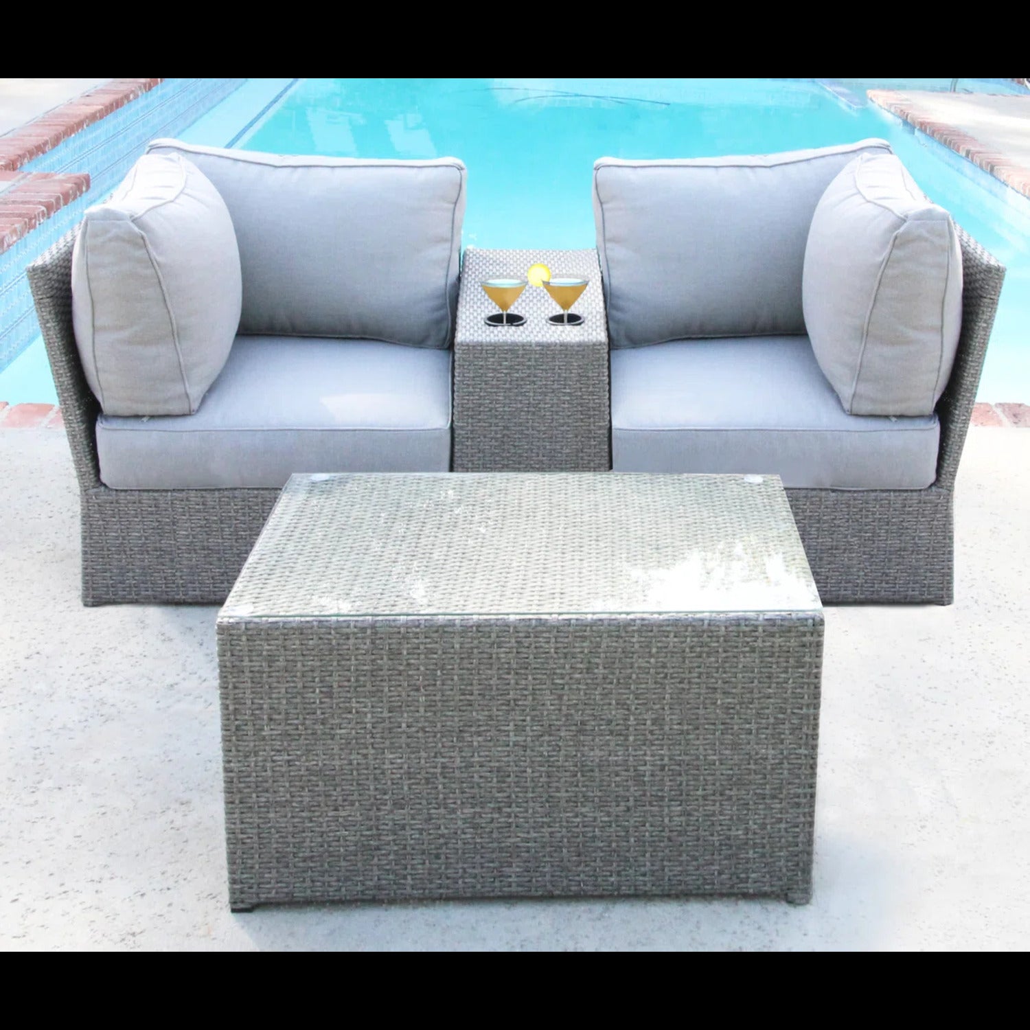 2-Person Wicker Seating Set with Cushions, Fully Assembled