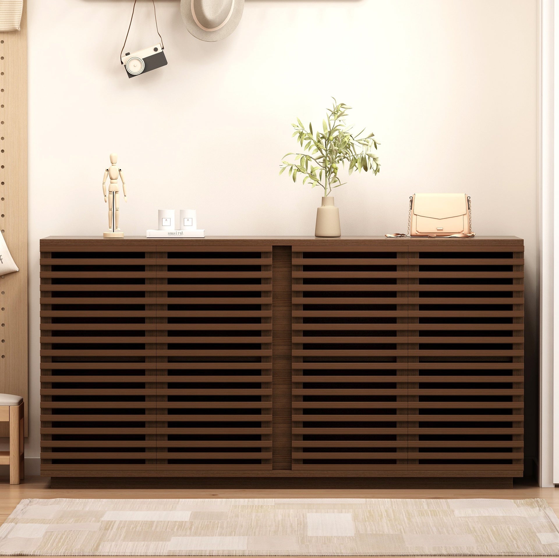 Living Room Furniture Entertainment Storage Dining Room Cabinet, Buffet Sideboard With Solid Wood Doors,59.92''w x 15.75''d x 29.53''h