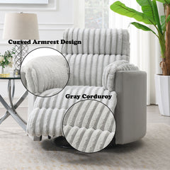 Emee Gray Corduroy Glider Recliner w/ Swivel