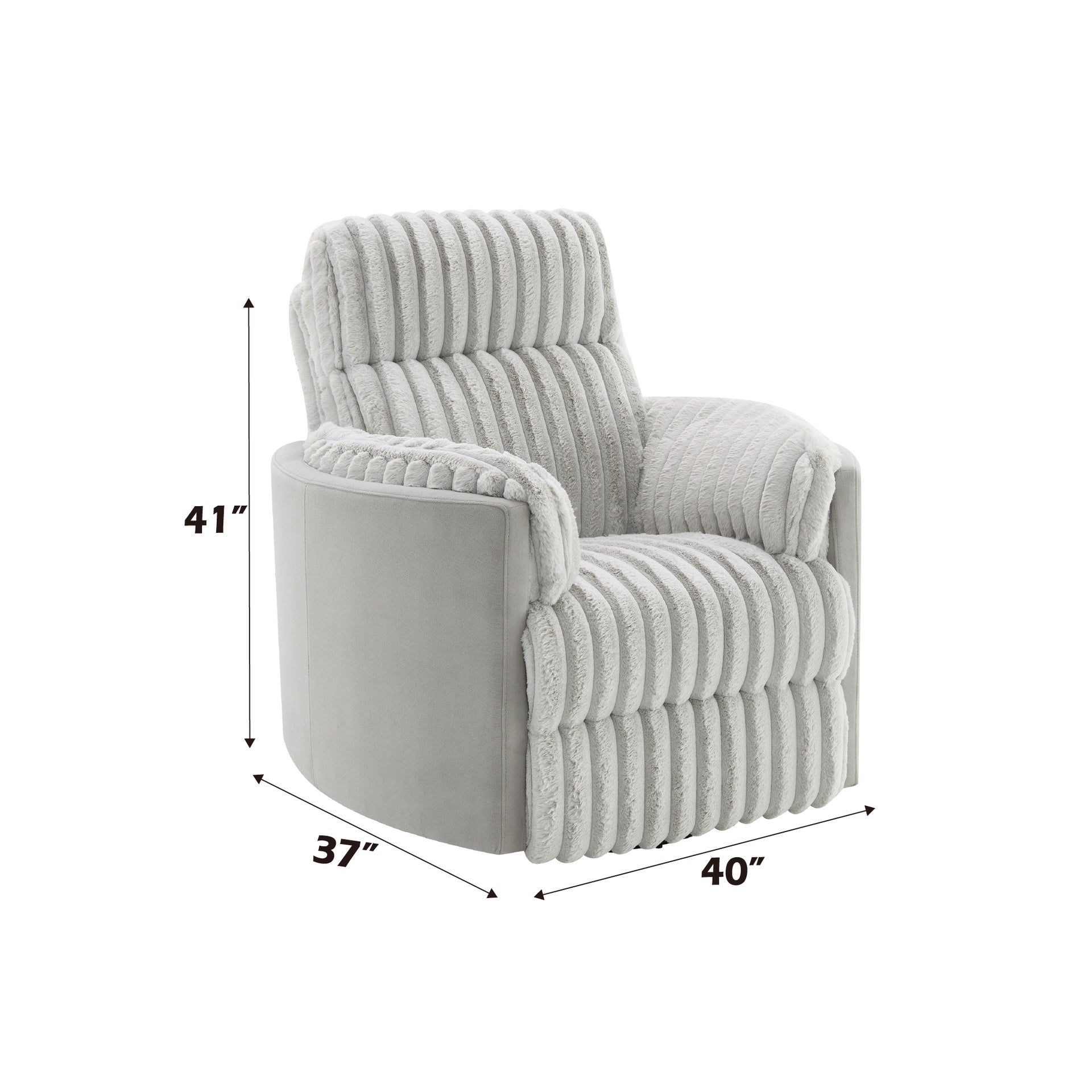 Emee Gray Corduroy Glider Recliner w/ Swivel