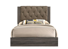 Avantika Fabric & Rustic Gray Oak Finish EK Bed