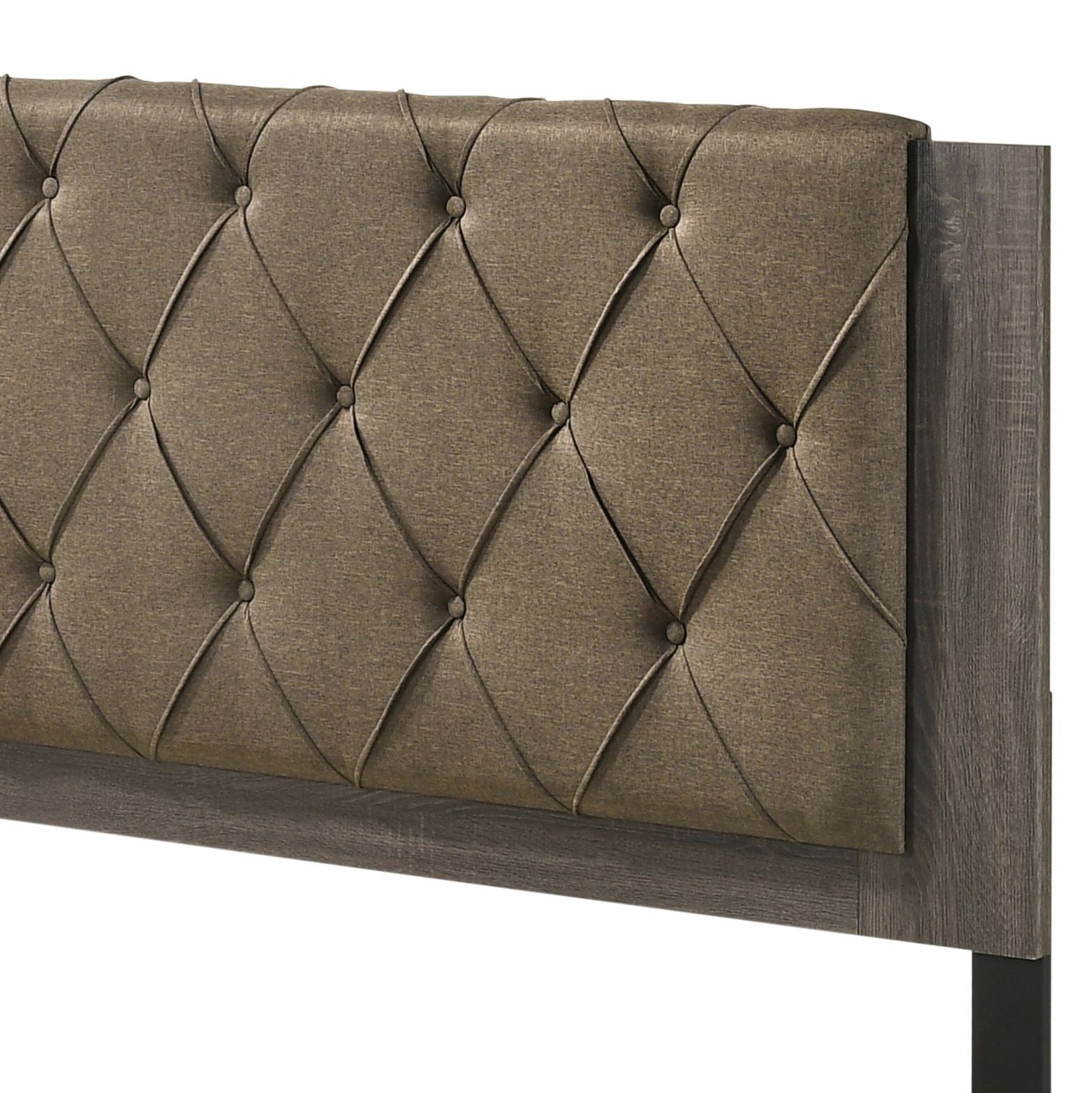 Avantika Fabric & Rustic Gray Oak Finish EK Bed