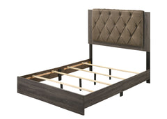 Avantika Fabric & Rustic Gray Oak Finish EK Bed