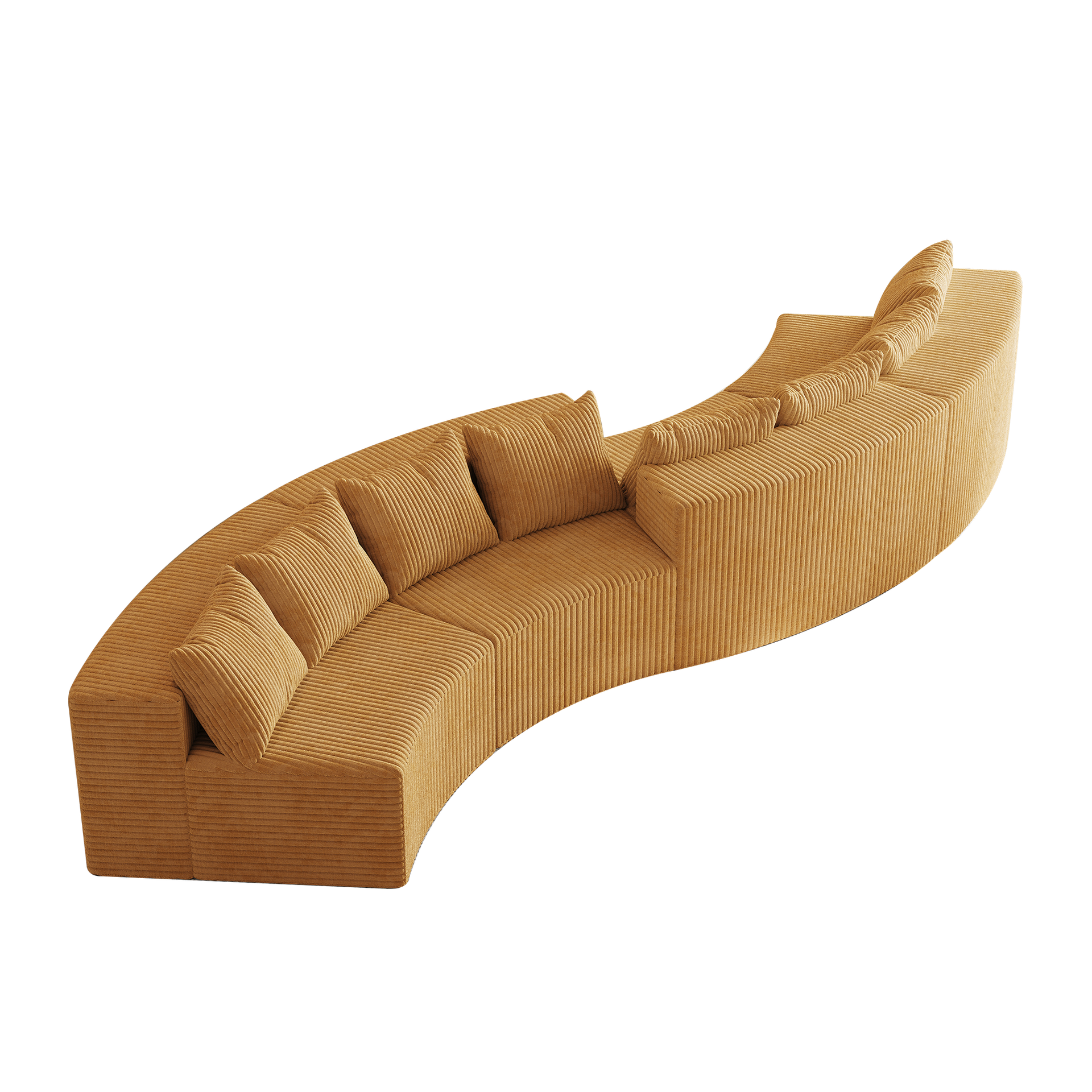 Corduroy curved sectional sofa with 8 pillows,Curved Symmetrical Modular Semi Circular Sofa Sectional for bedroom, living room, office for leisure or nap, reading room, and lobby(four modules)