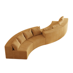 Corduroy curved sectional sofa with 8 pillows,Curved Symmetrical Modular Semi Circular Sofa Sectional for bedroom, living room, office for leisure or nap, reading room, and lobby(four modules)