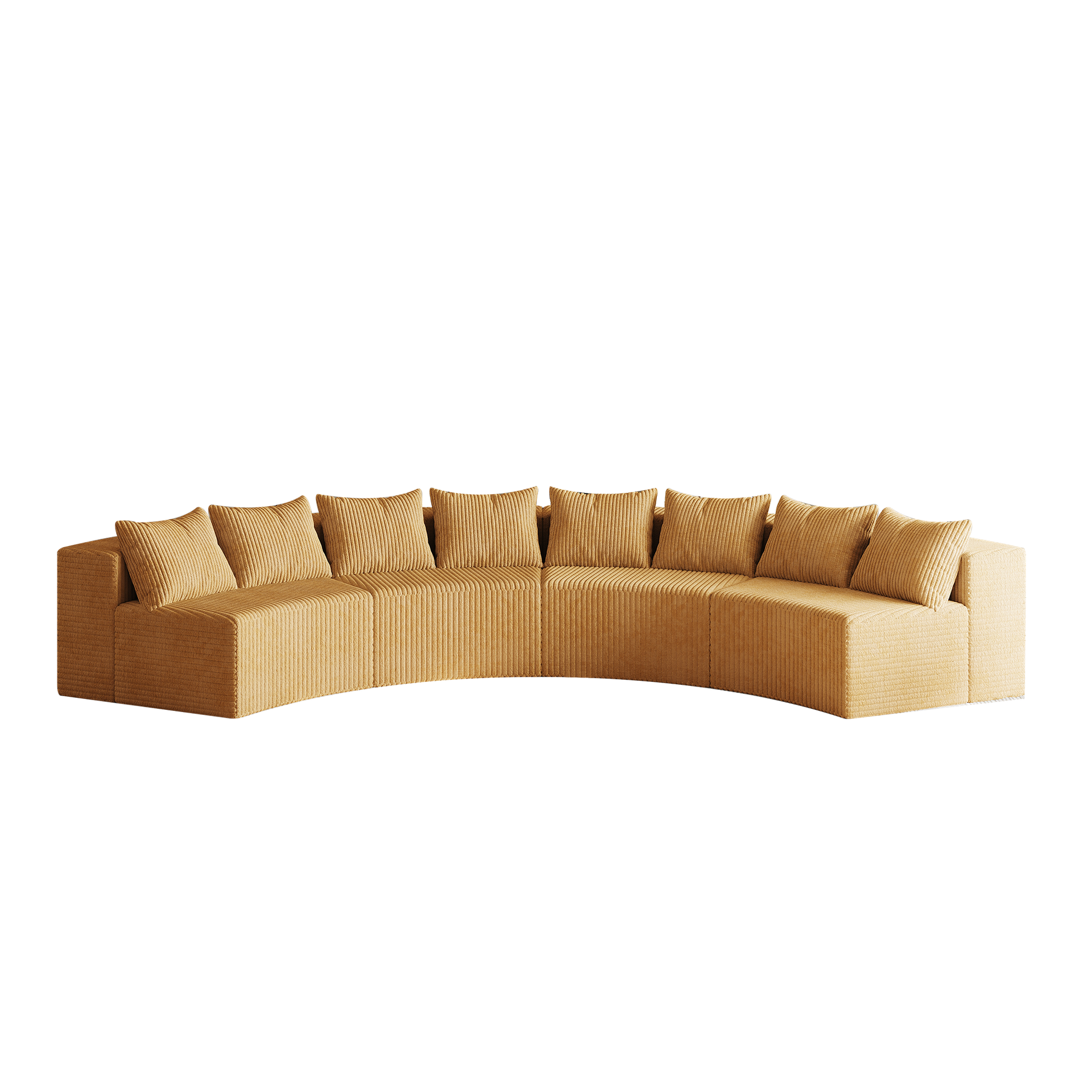 Corduroy curved sectional sofa with 8 pillows,Curved Symmetrical Modular Semi Circular Sofa Sectional for bedroom, living room, office for leisure or nap, reading room, and lobby(four modules)