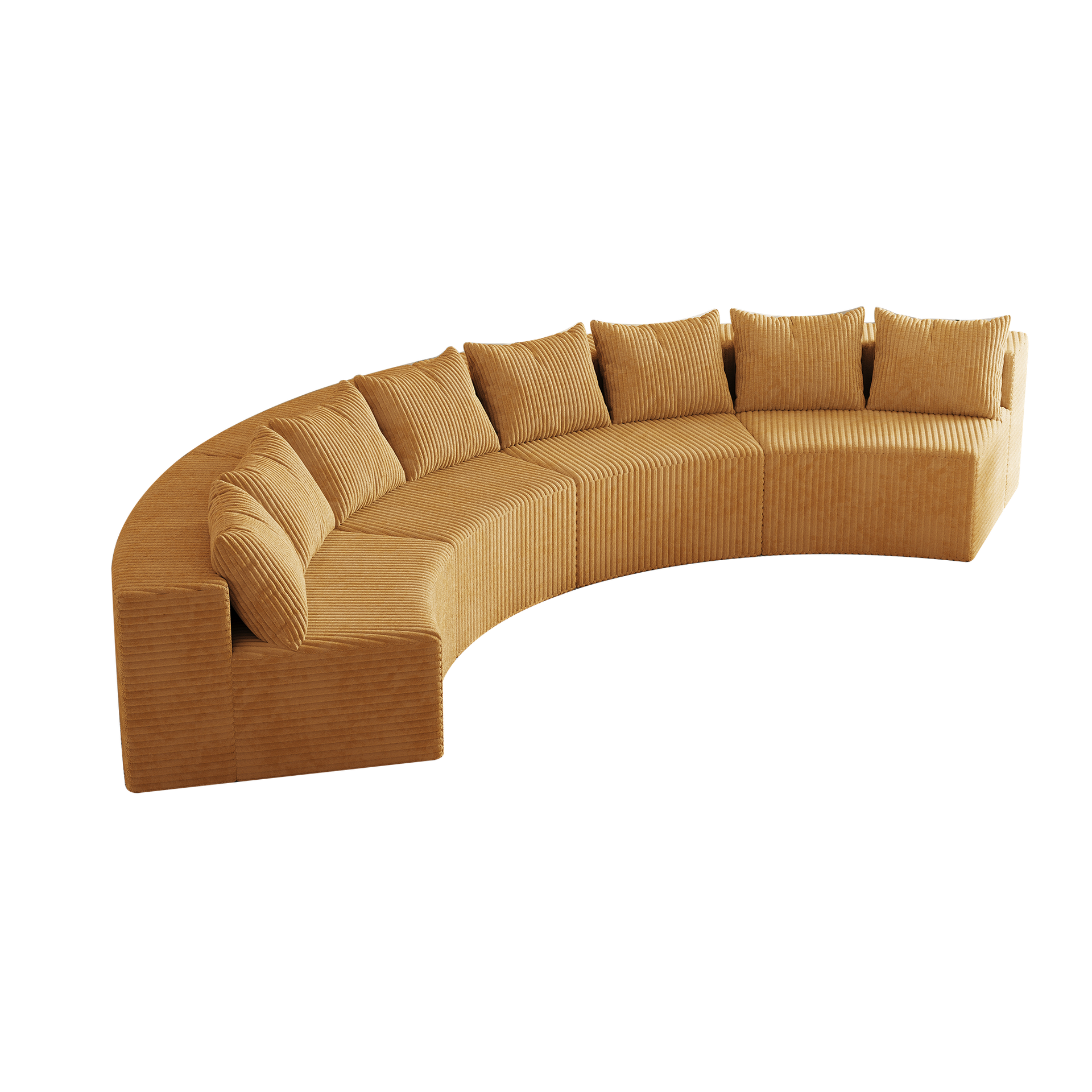 Corduroy curved sectional sofa with 8 pillows,Curved Symmetrical Modular Semi Circular Sofa Sectional for bedroom, living room, office for leisure or nap, reading room, and lobby(four modules)