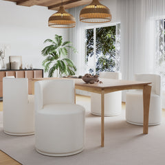 Modern Swivel Upholstered Side Chair in Beige (Set of 4)