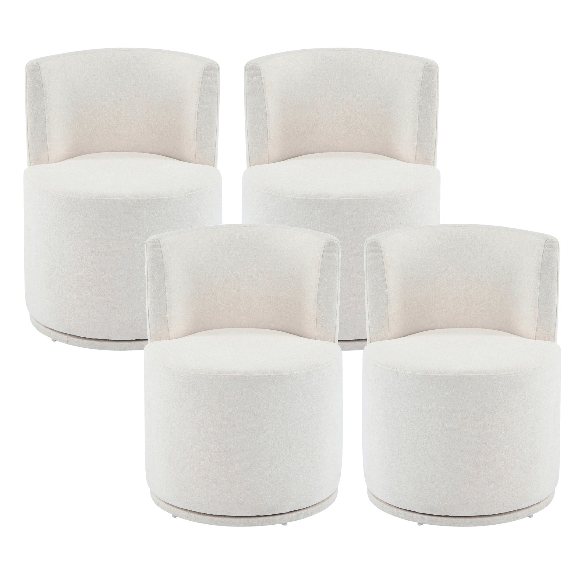 Modern Swivel Upholstered Side Chair in Beige (Set of 4)