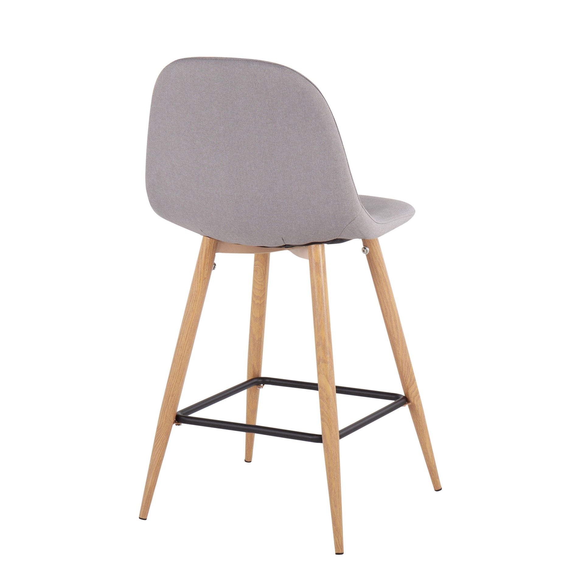 Pebble Mid-Century Modern Counter Stool in Natural Metal and Light Grey Fabric by LumiSource - Set of 2
