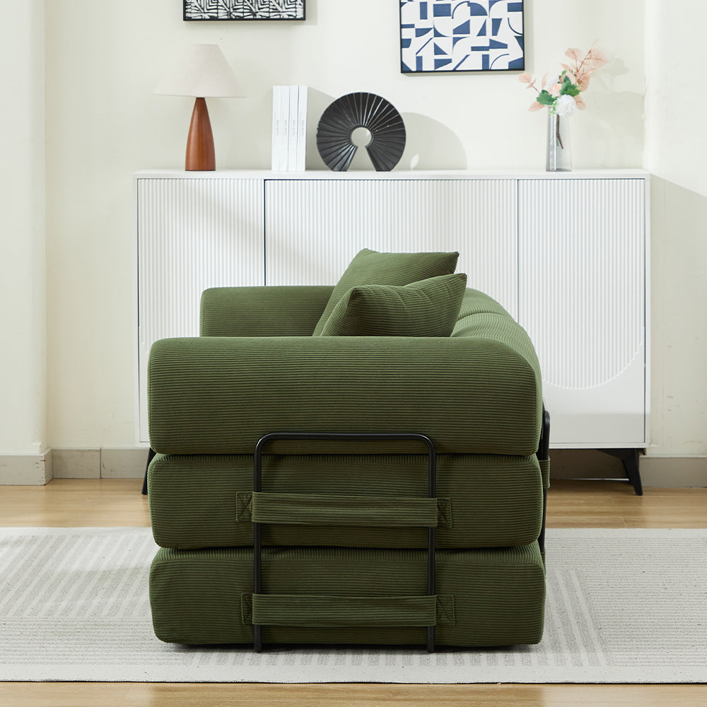Folding Sofa Bed, 78.5" Convertible Couch Bed with 2 Pillows, Fold Out Couch, Foam Spring Floor Mattress, Futon Couch for Living Room, Office, Apartment
