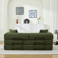 Folding Sofa Bed, 78.5" Convertible Couch Bed with 2 Pillows, Fold Out Couch, Foam Spring Floor Mattress, Futon Couch for Living Room, Office, Apartment