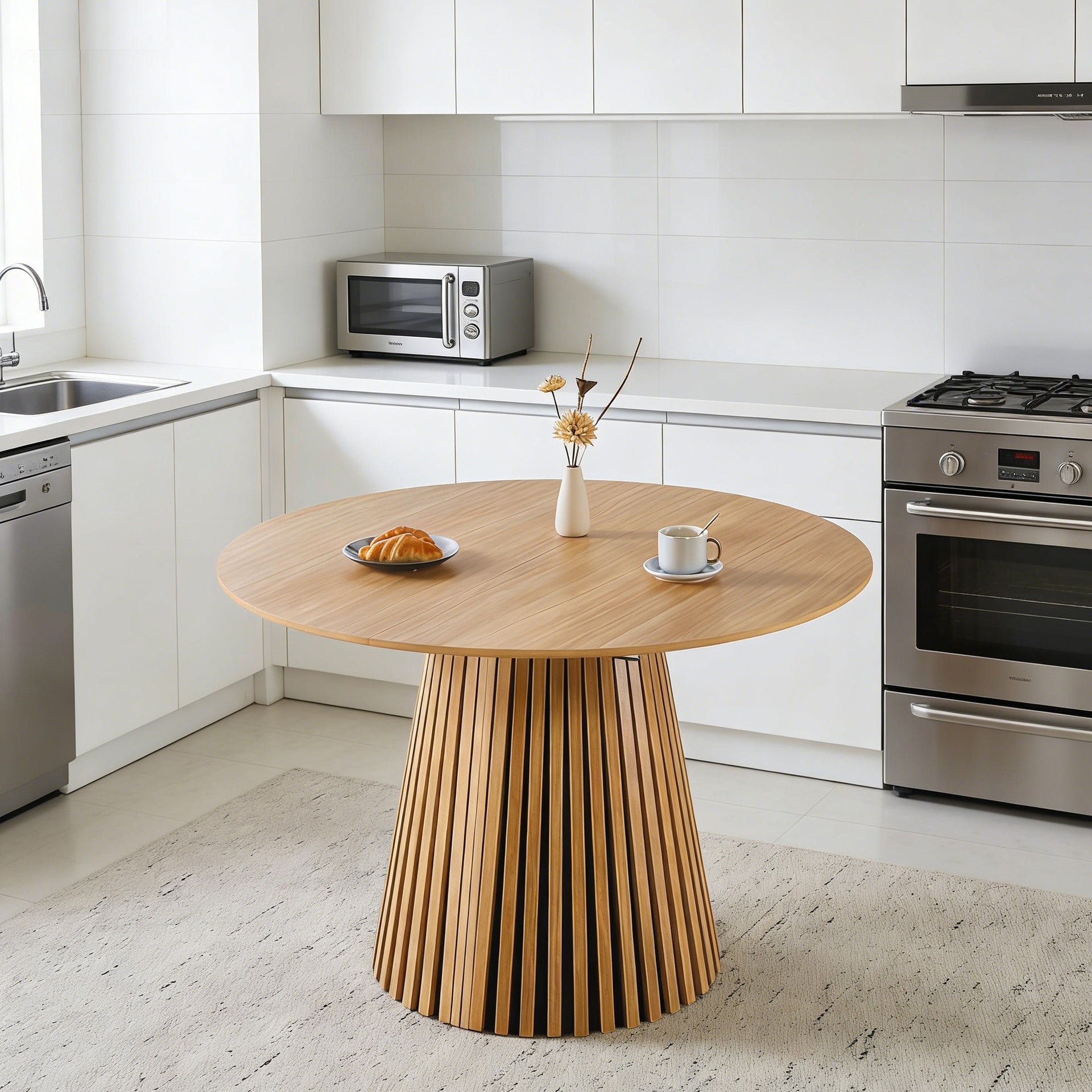 Extendable table Mid-Century Modern Pedestal Table, Multi-Functional Dining Table for 6-10 People & Large Coffee Table,47.24-78.74INCH LENGTH