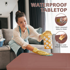 4ft Brown Portable Folding Table Indoor&Outdoor Maximum Weight 135KG Foldable Table for Camping