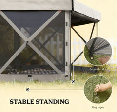 Tent with Sidewalls,Outdoor Canopy Shelter with Carry Bag,Hexagonal Pop Up Gazebo Canopy Tent