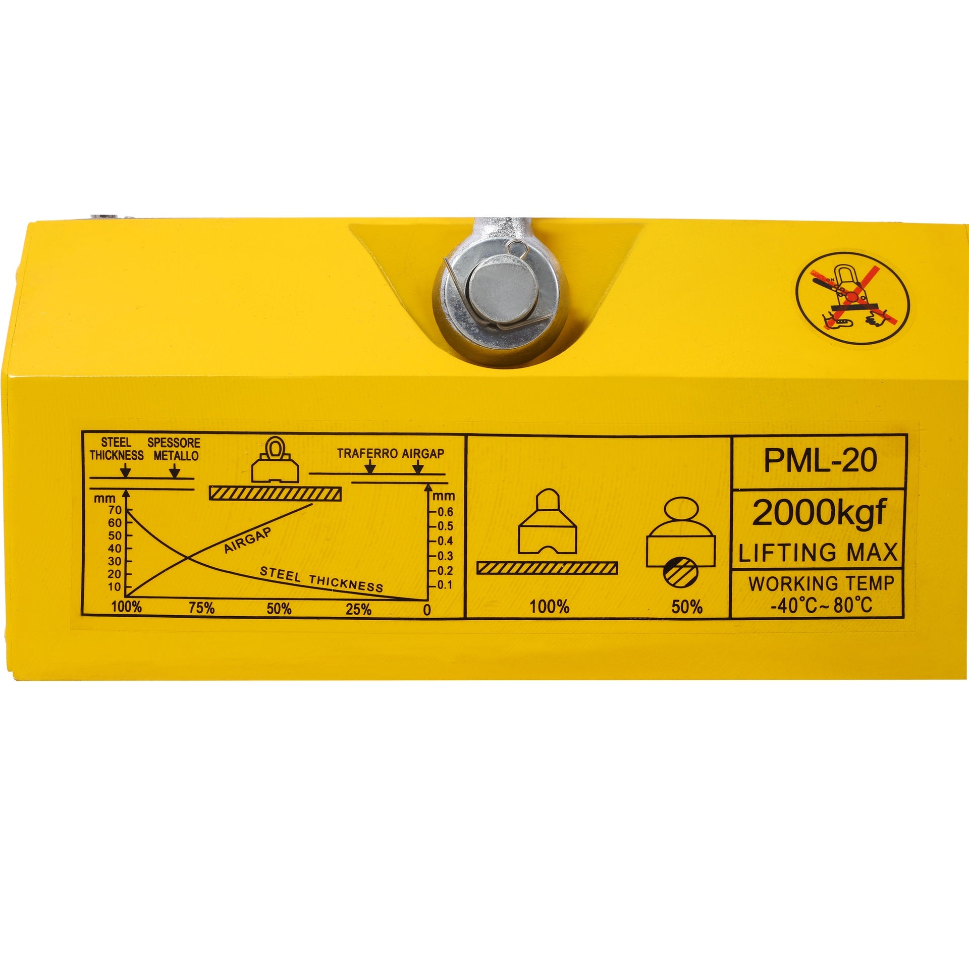Permanent Magnetic Lifting with Release, 4400lbs/2000kg Heavy Duty Magnet, 2.5 Safety Factor, Neodymium & Steel for Hoist, Shop Crane, Block, Board Lifting Plate Steel