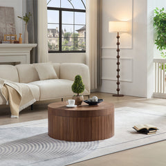 Modern Round Coffee Table with Storage Accent Tea Table for Living Room Bedroom Office Apartment