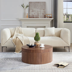 Modern Round Coffee Table with Storage Accent Tea Table for Living Room Bedroom Office Apartment