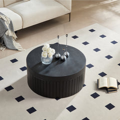 Modern Round Coffee Table with Storage Accent Tea Table for Living Room Bedroom Office Apartment