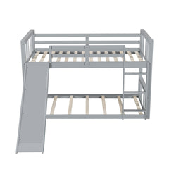 Twin Over Twin Bunk Bed with Slide and Ladder, Gray (Old SKU:LT000108AAE)