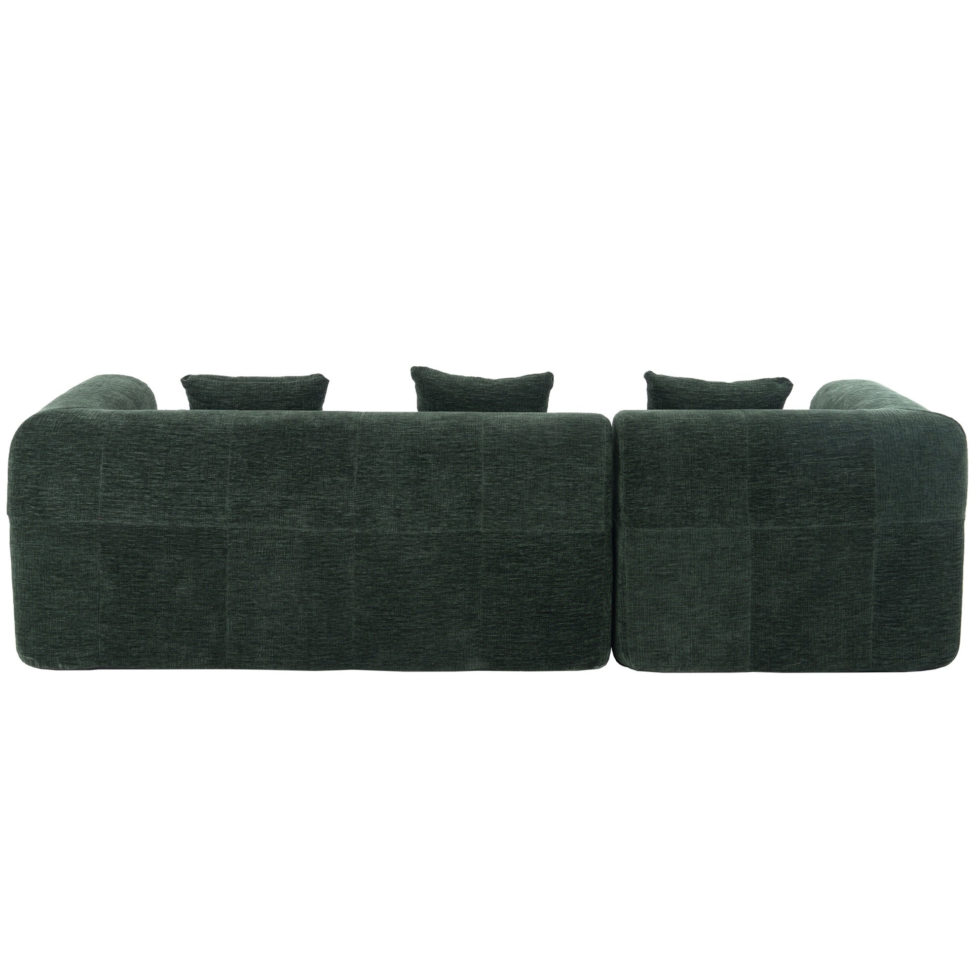 101.2"  Sectional Sofa Full-Compressed Sofa Modular Sofa Couch Free-combined Sofa with Deep Seating and Two Side Pockets for Living Room, Green
