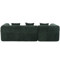 101.2"  Sectional Sofa Full-Compressed Sofa Modular Sofa Couch Free-combined Sofa with Deep Seating and Two Side Pockets for Living Room, Green