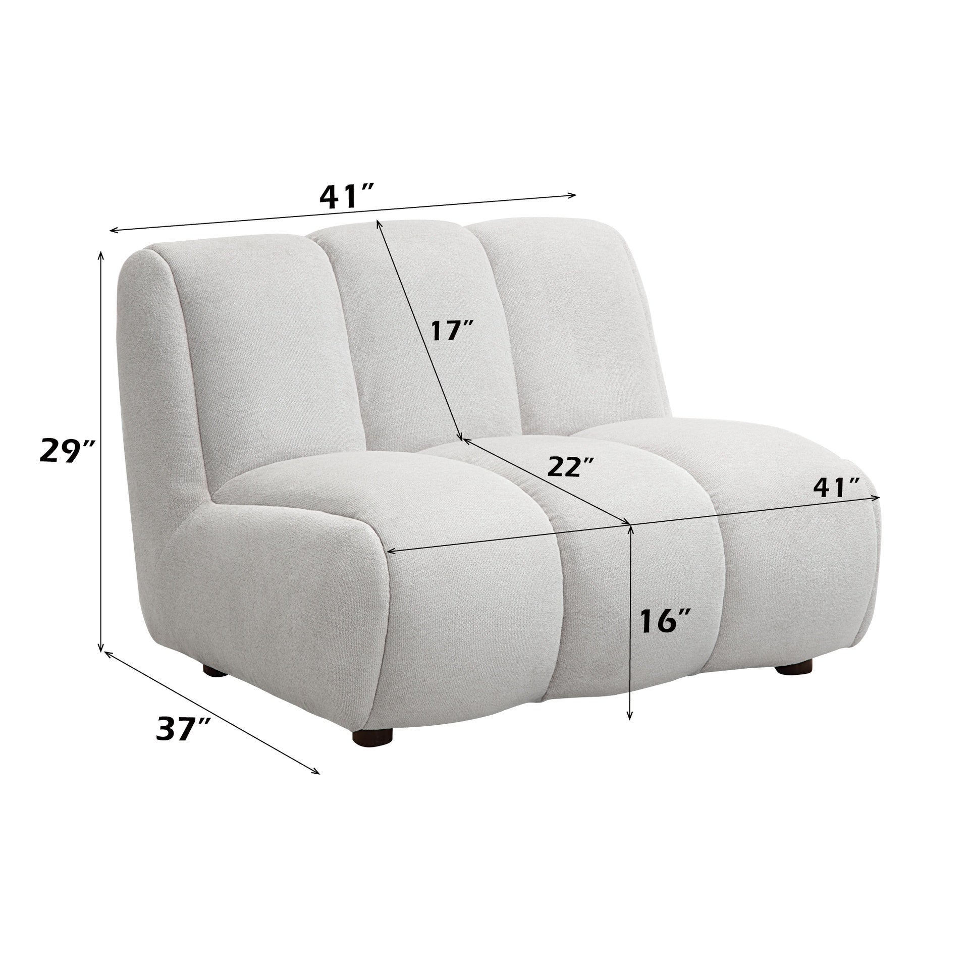 Manilla Ivory White Linen 2 Pcs Sectional Sofa w/Chaise w/ 1 Armless Chair