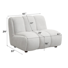 Manilla Ivory White Linen 2 Pcs Sectional Sofa w/Chaise w/ 1 Armless Chair