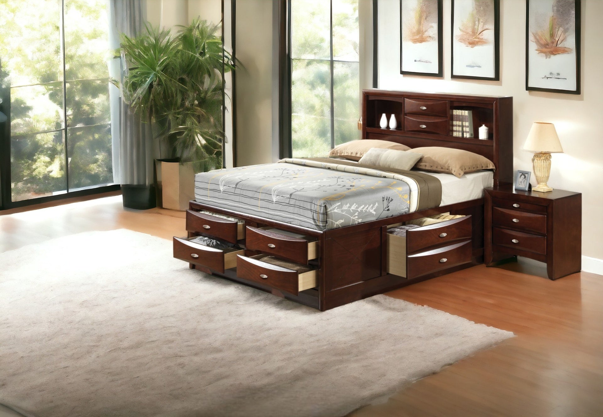 Ireland Espresso Finish Queen Bed W/Storage